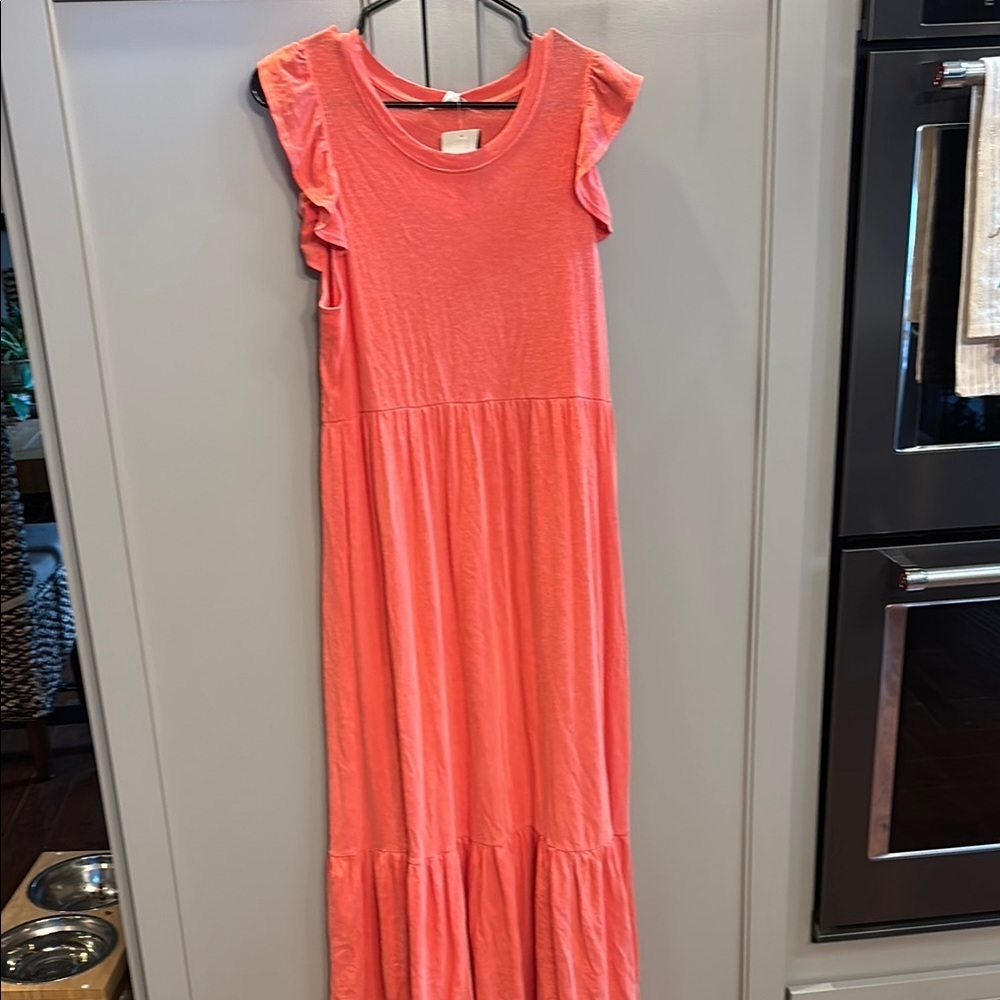 NWT Sundry Coral Ruffle sleeve Maxi Dress size 1  Retail $178